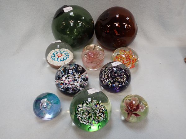 EIGHT GLASS PAPERWEIGHTS, THREE CAITHNESS