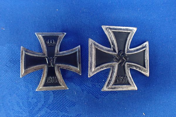 TWO GERMAN IRON CROSSES