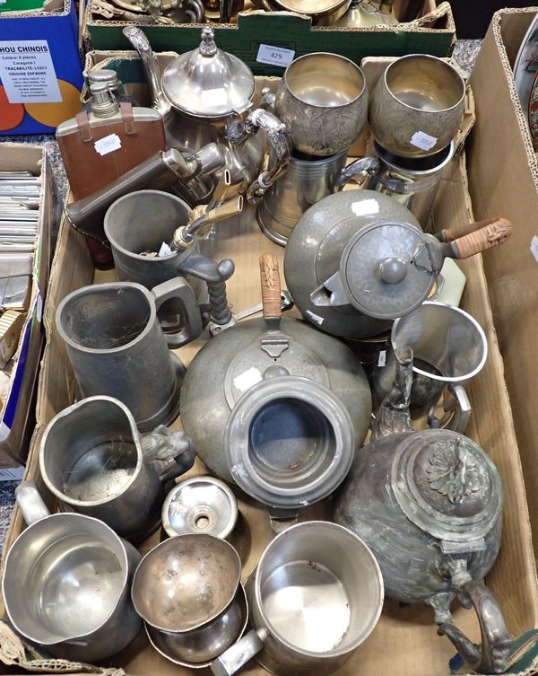 A COLLECTION OF PEWTER AND PLATED WARES