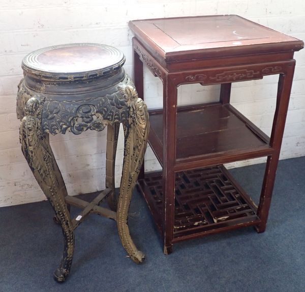 AN ORIENTAL STYLE PARCEL-GILT PLANT STAND