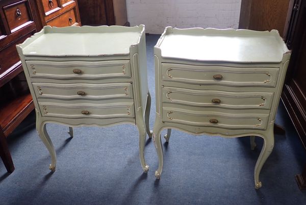 A PAIR OF PAINTED FRENCH BEDSIDE CABINETS