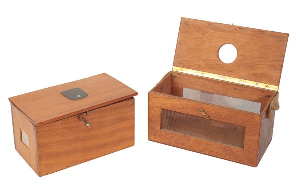 TWO EDWARDIAN WOODEN MAYFLY BOXES