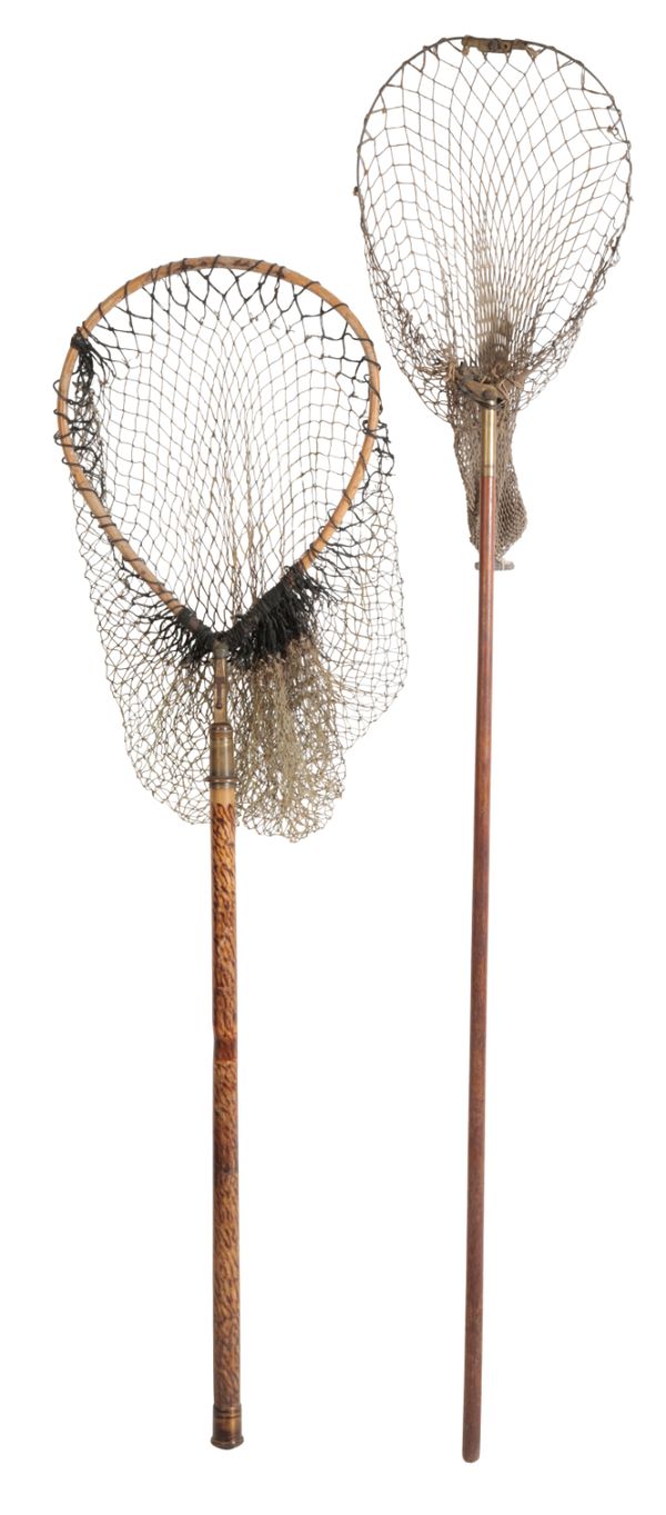 AN EDWARDIAN PEAR-SHAPED EXTENDING LANDING NET