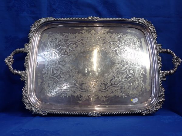 A HEAVY SILVER-PLATED TRAY, BY WALKER & HALL