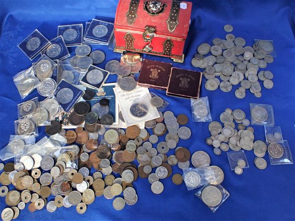 A COLLECTION OF COINS; PRE 1947 SILVER, SOME PRE 1921, INCLUDING AMERICAN DOLLARS