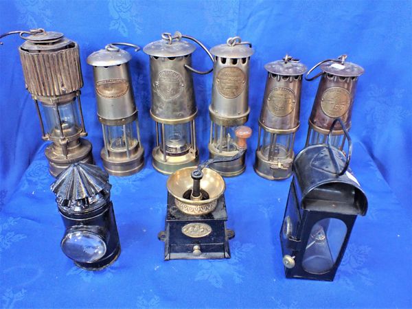 A COLLECTION OF MINER'S  LAMPS