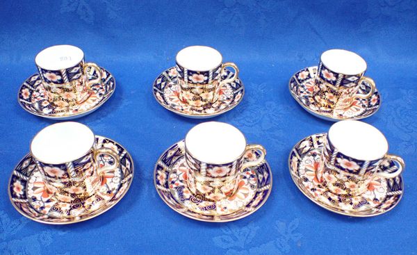 SIX ROYAL CROWN DERBY COFFEE CANS AND SAUCERS