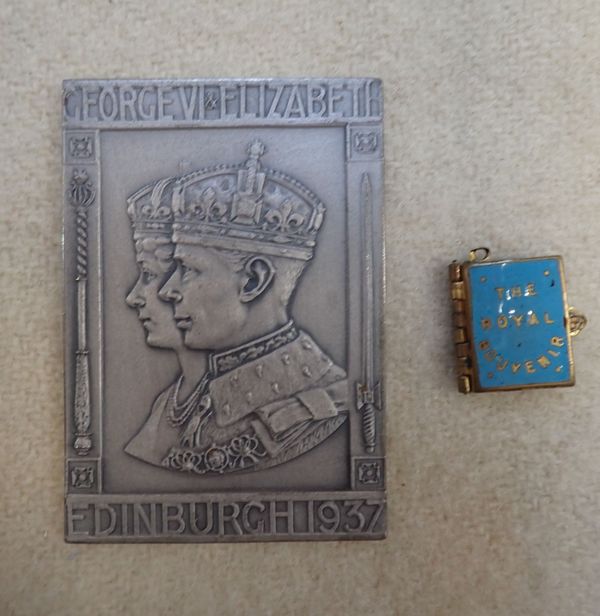 A MATTED SILVER PLAQUE COMMEMORATING THE CORONATION OF GEORGE VI