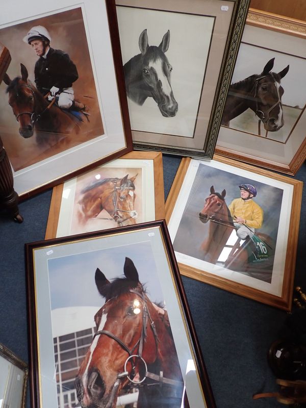 A SMALL COLLECTION OF HORSE RELATED/RACING PICTURES & PRINTS