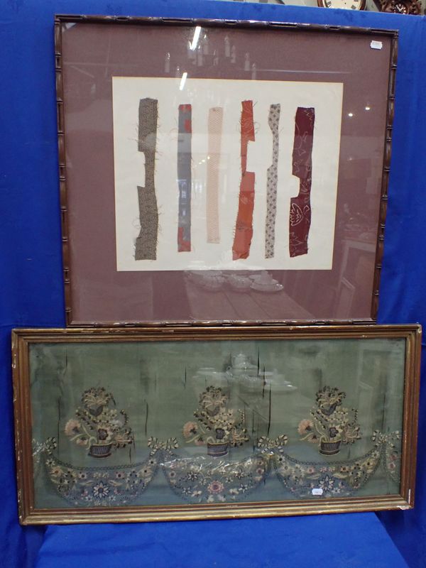 A COLLECTION OF ANTIQUE TEXTILE FRAGMENTS, FRAMED