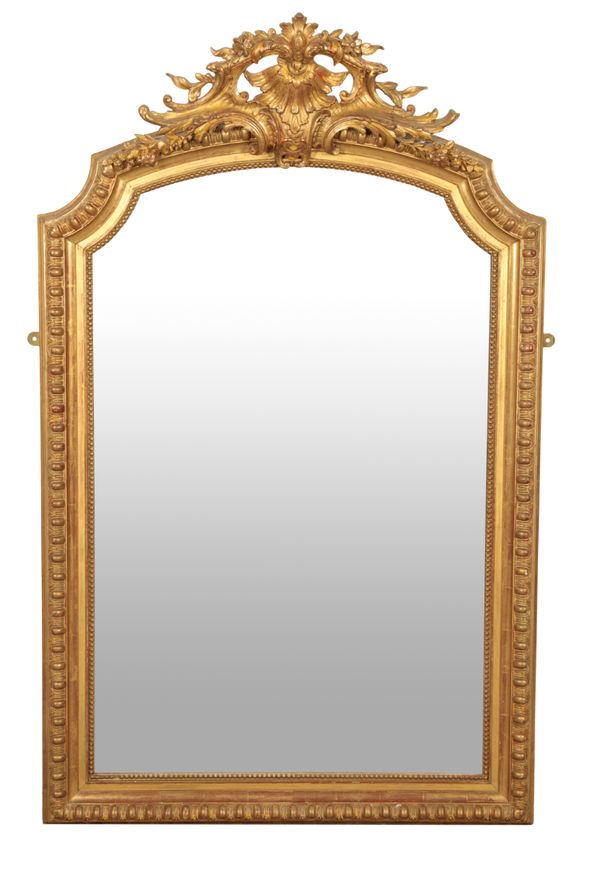 A GILTWOOD OVERMANTEL MIRROR