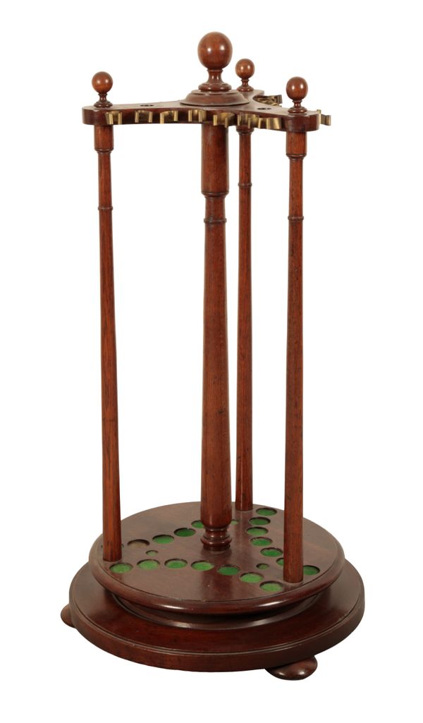 AN OAK BILLIARD CUE STAND