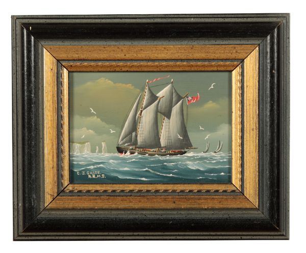 CHRISTOPHER J. GUISE (20TH CENTURY) A pair of miniature ship portraits