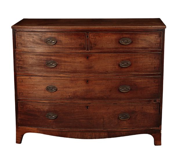 A REGENCY MAHOGANY BOWFRONT CHEST OF DRAWERS