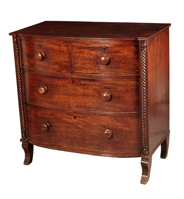 A LATE REGENCY MAHOGANY BOWFRONT CHEST OF DRAWERS