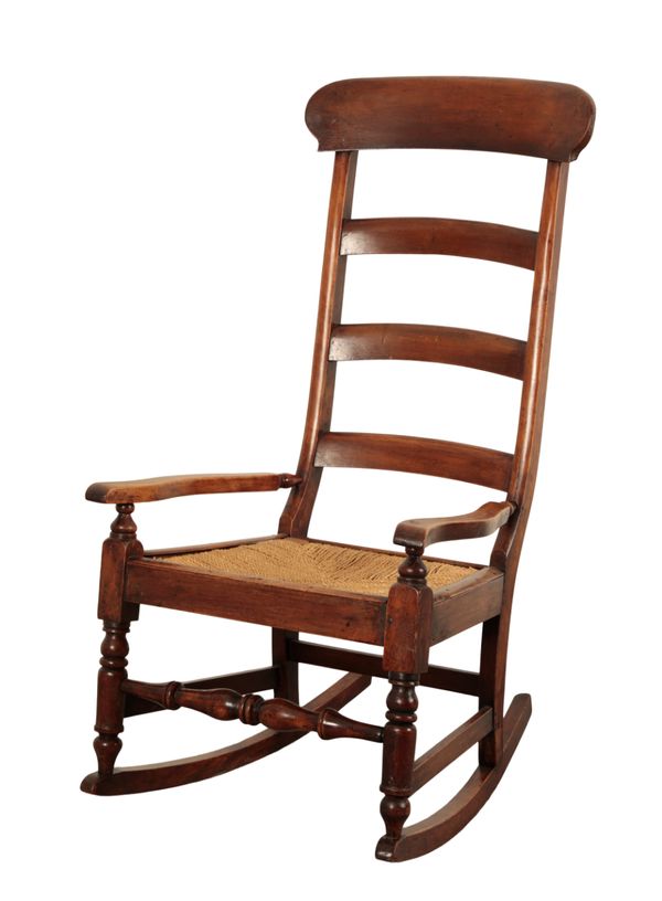 A VICTORIAN MAHOGANY ROCKING CHAIR