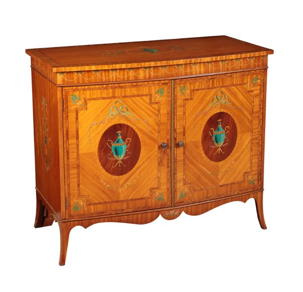 A SATINWOOD BOWFRONT SIDE CABINET