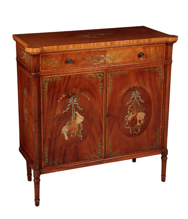 A MAHOGANY AND SATINWOOD CROSSBANDED SIDE CABINET