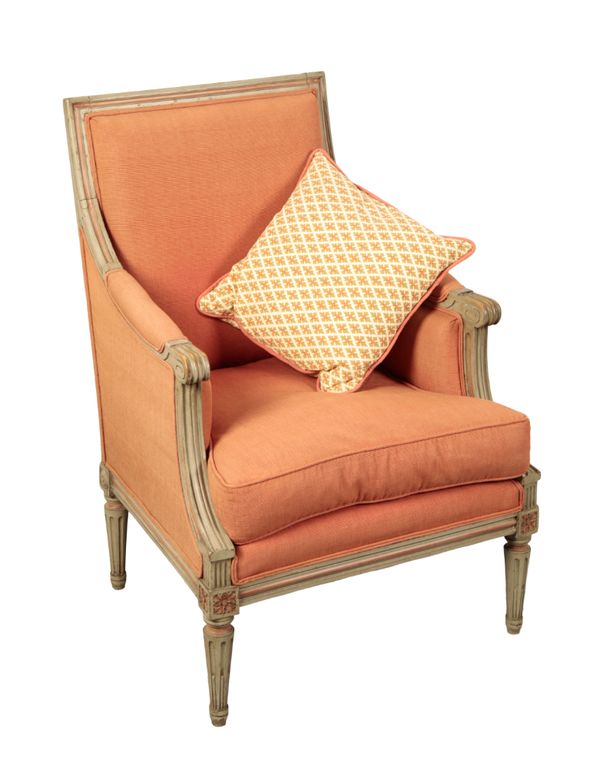 A FRENCH EMPIRE STYLE PAINTED ARMCHAIR