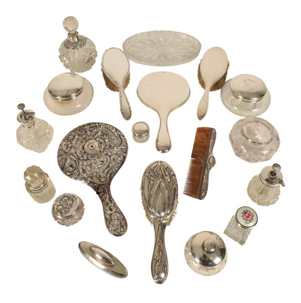 A COLLECTION OF SILVER MOUNTED DRESSING ITEMS