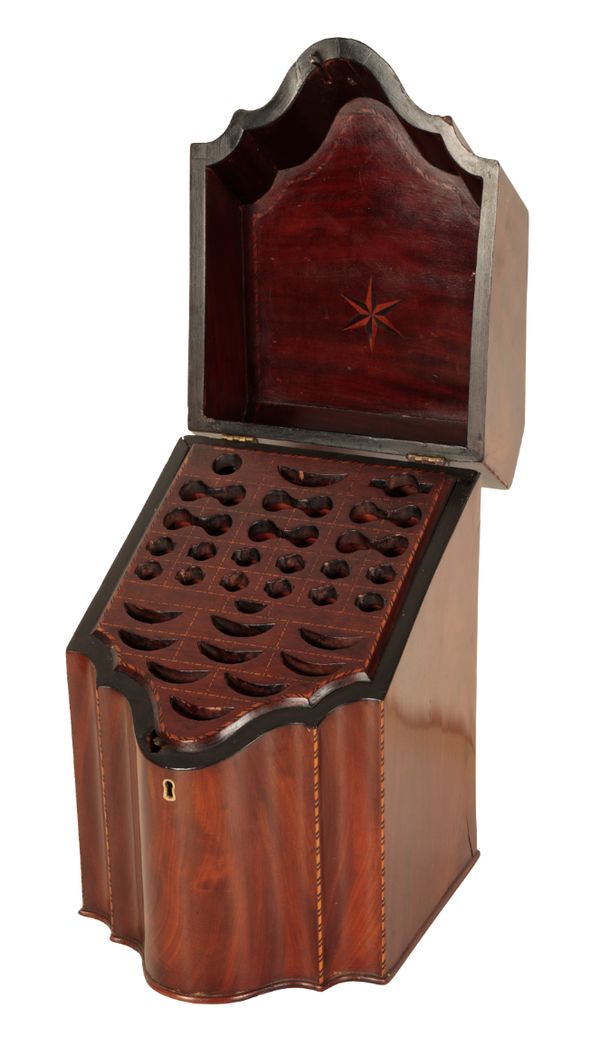 A GEORGE III MAHOGANY KNIFE BOX