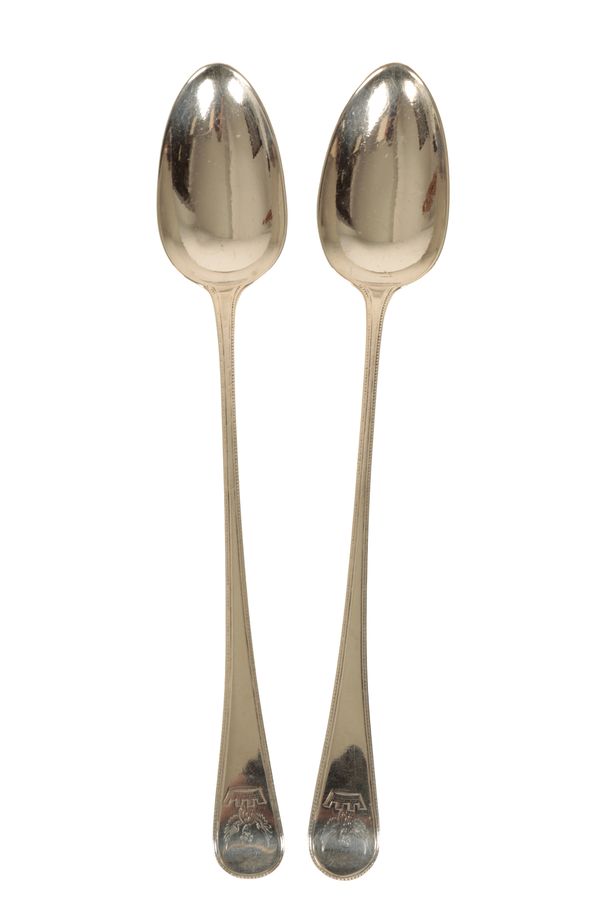A PAIR OF GEORGE III SILVER SERVING SPOONS