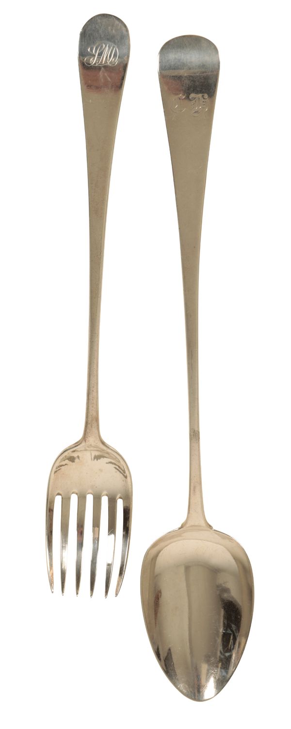 A MATCHED PAIR OF SILVER SALAD SERVERS