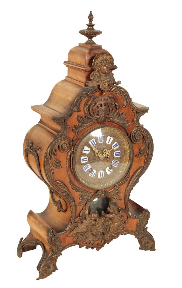 A GERMAN WALNUT BRACKET CLOCK