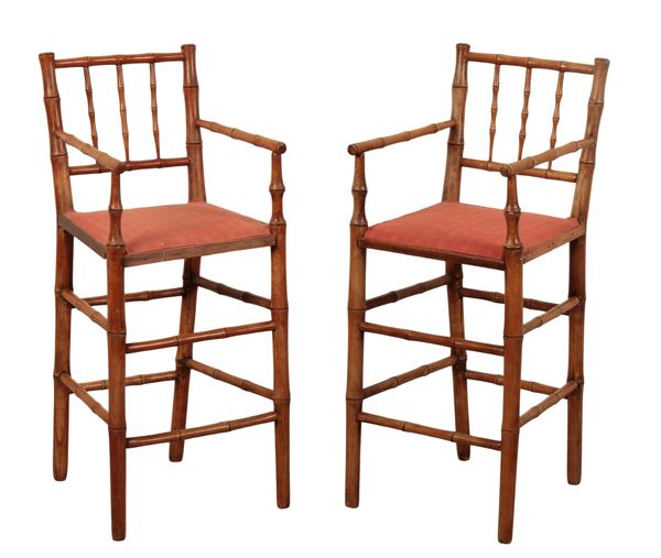 A PAIR OF VICTORIAN BAMBOO HIGH CHAIRS