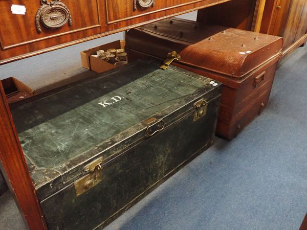 A METAL UNIFORM TRUNK, AND A GRAINED TIN TRUNK