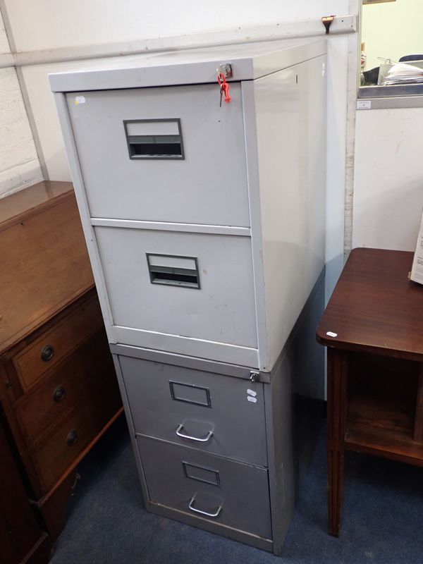 TWO MODERN STEEL FILING CABINETS