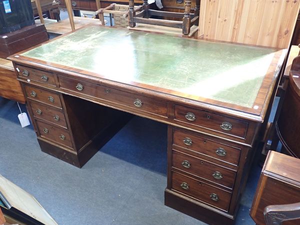 A GEORGE III STYLE MAHOGANY PEDESTAL DESK