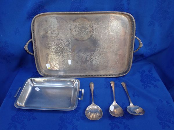 A  SILVER-PLATED GALLERIED TRAY