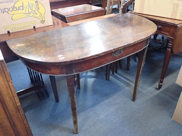 A GEORGE III  MAHOGANY 'D' SIDE TABLE, FITTED A DRAWER