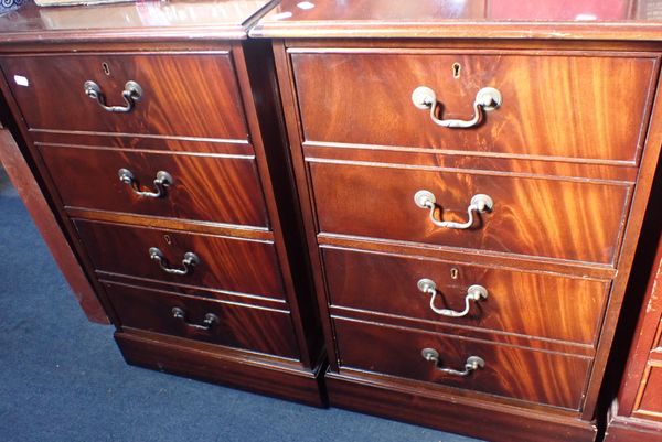 A PAIR OF REPRODUCTION TWO-DRAWER  MAHOGANY FILING CABINETS