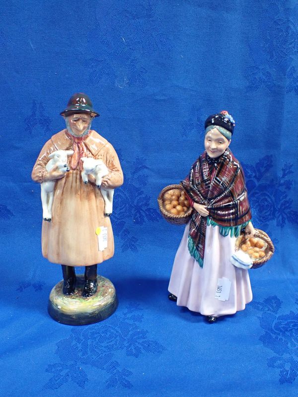 ROYAL DOULTON FIGURES, 'LAMBING TIME' AND 'THE ORANGE LADY'