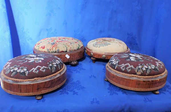 A PAIR OF VICTORIAN BEADED FOOTSTOOLS