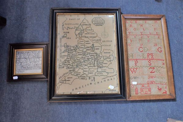 A 19TH CENTURY SAMPLER MAP OF ENGLAND AND WALES