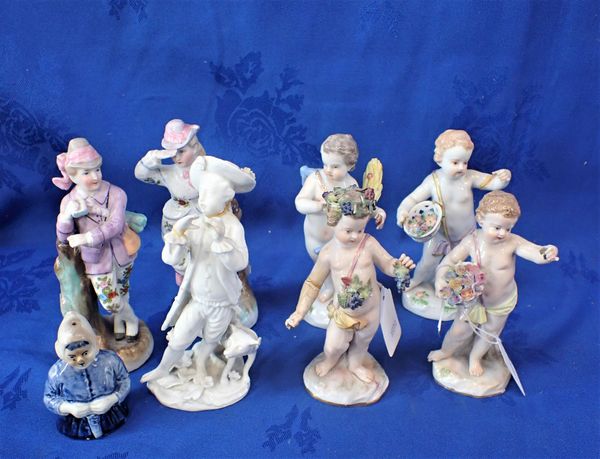 FOUR MEISSEN CERAMIC FIGURES