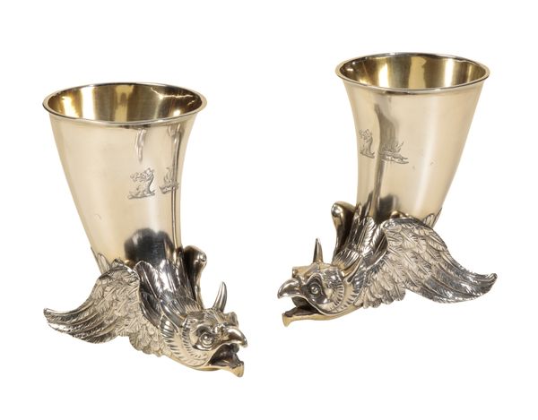A PAIR OF SILVER VICTORIAN STIRRUP CUPS