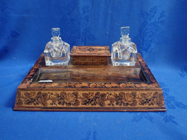 A 19TH CENTURY TUNBRIDGE WARE DESK STAND