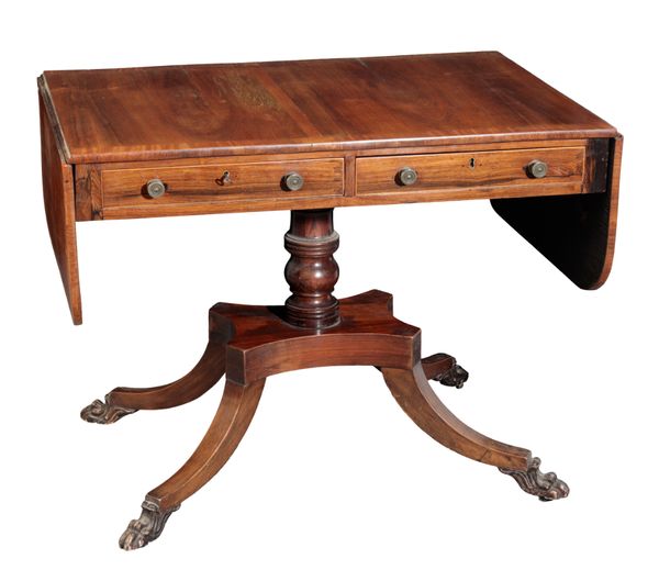 A REGENCY ROSEWOOD AND SIMULATED ROSEWOOD SOFA TABLE
