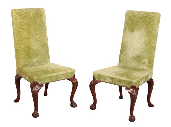 A PAIR OF GEORGE II STYLE WALNUT SIDE CHAIRS