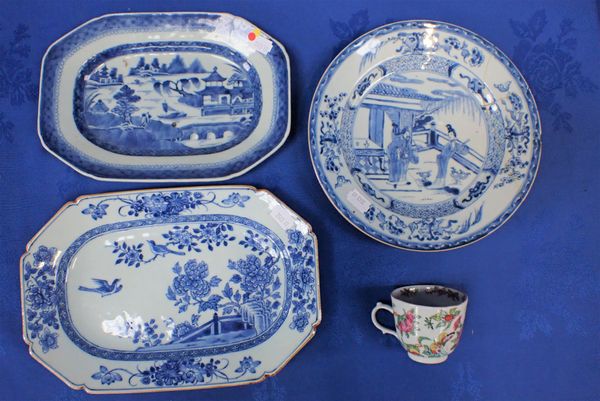 TWO CHINESE EXPORT OCTAGONAL PLATES