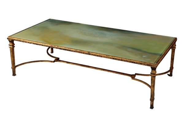 MAISON RAMSAY: A FRENCH GILT-METAL AND GLASS LOW TABLE