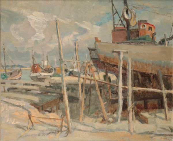 FRANCOIS ROUX (1927-2013) Shipyard Scene, South Africa