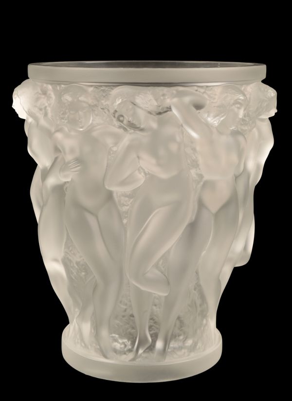 LALIQUE: A 'BACCHANTES' CLEAR AND FROSTED GLASS VASE