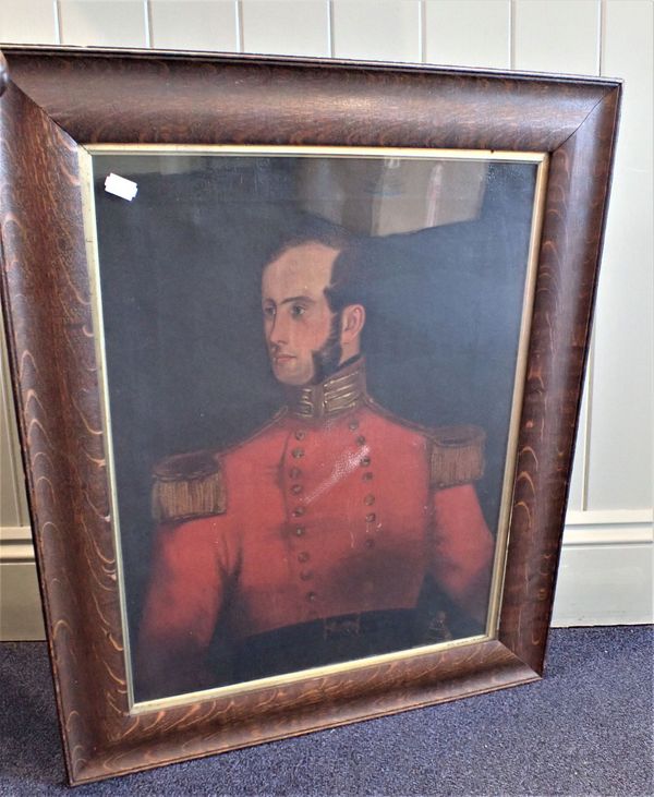 A 19TH CENTURY NAIVE PORTRAIT OF AN OFFICER