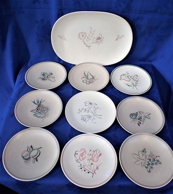 A POOLE POTTERY 'TWINTONE' SERVING PLATTER