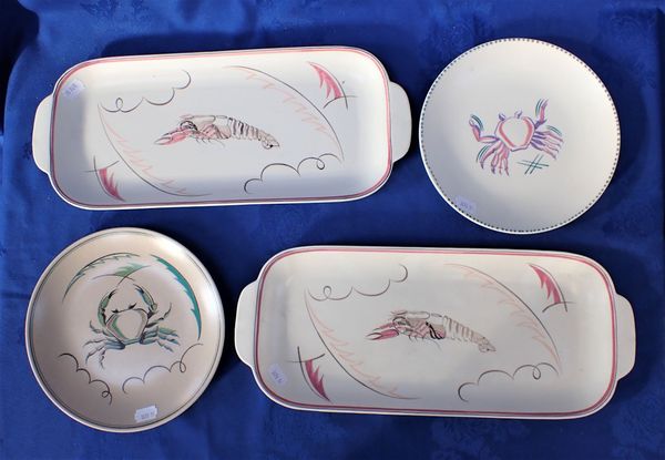 TWO POOLE POTTERY LOBSTER SERVING DISHES